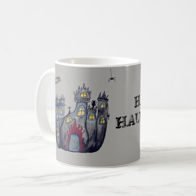Spooky Castlen Halloween Custom Mug (Front Left)
