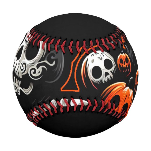 Spooky Cat and Pumpkins Baseball (Front)