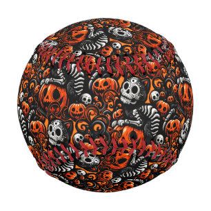 Spooky Cat and Pumpkins Baseball