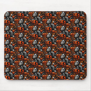 Spooky Cat and Pumpkins Mouse Pad