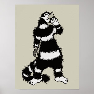 Spooky Cat Creature Skeleton Hand Skull Mask Poster