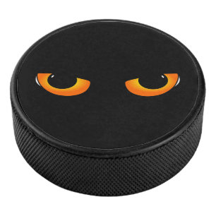 Spooky Cat Eyes Hockey Puck