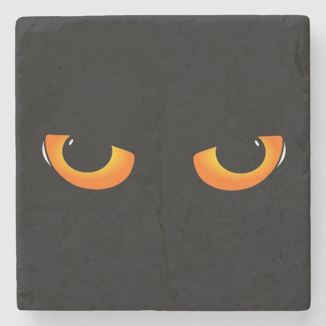 Spooky Cat Eyes Stone Coaster (Front)
