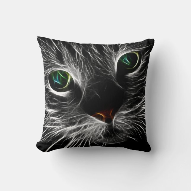 Spooky Cat Feline Soul Spirit Animal Throw Pillow (Front)