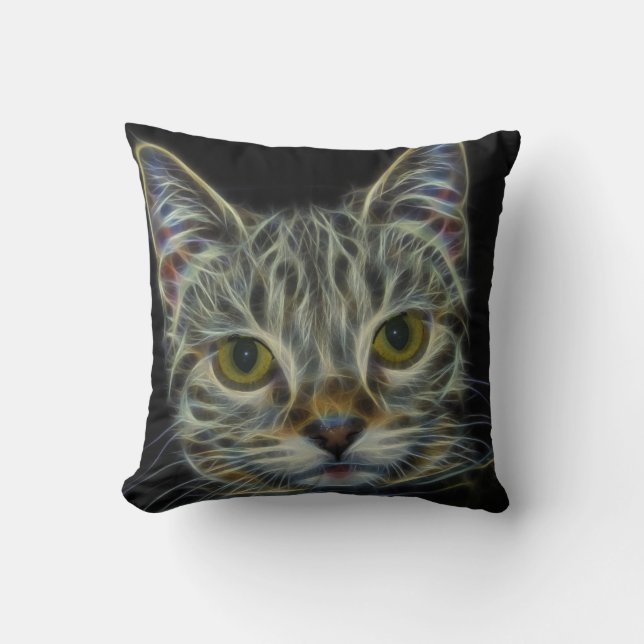 Spooky Cat Feline Soul Spirit Animal Throw Pillow (Front)
