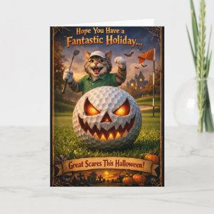 Spooky cat Halloween greeting gree Card