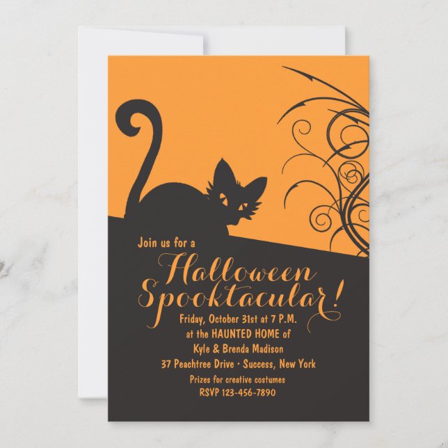 Spooky Cat Halloween Invitation (Front)