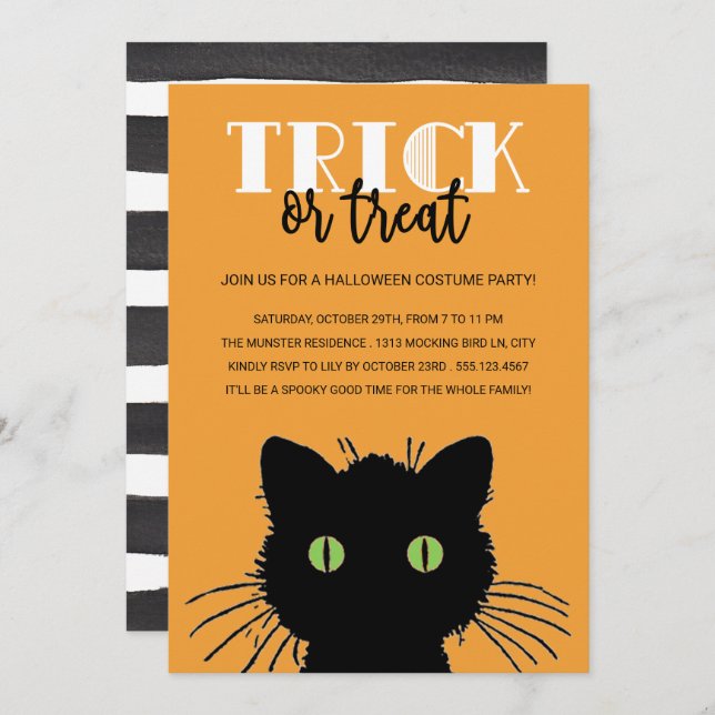 Spooky Cat Halloween Party Invitation (Front/Back)