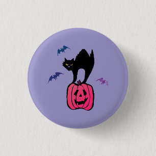 Spooky Cat Halloween Pumpkin Pop Art 3 Cm Round Badge