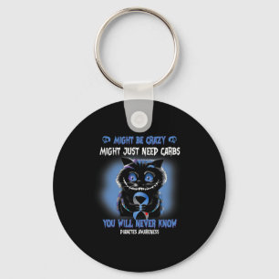 Spooky Cat Might Be Crazy Blue Ribbon Diabetes Awa Key Ring