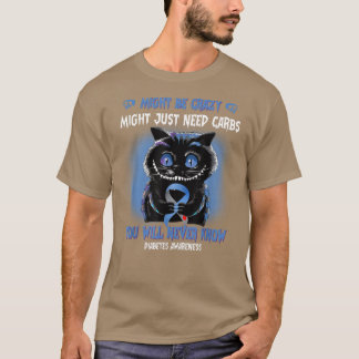 Spooky Cat Might Be Crazy Blue Ribbon Diabetes Awa T-Shirt