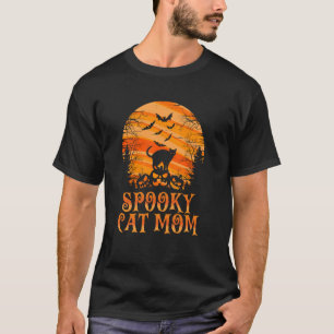 Spooky Cat Mum kitten, Pumpkins & Creepy Sunset Ha T-Shirt