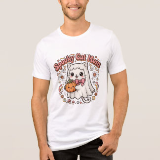 Spooky Cat Mum Shirt, Cute Ghost Cat Halloween Shi Tri-Blend Shirt