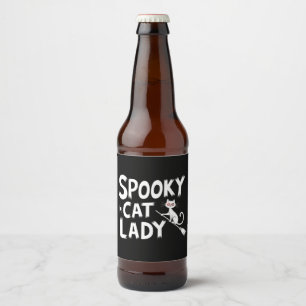 Spooky Cat Mum Spooky Cat Lady Halloween Cat Mum  Beer Bottle Label