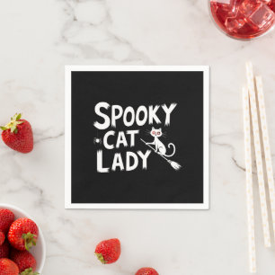 Spooky Cat Mum Spooky Cat Lady Halloween Cat Mum  Napkin