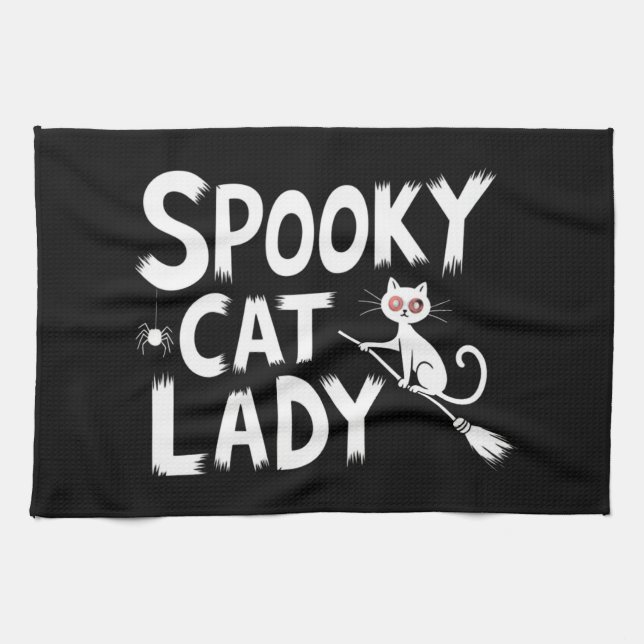 Spooky Cat Mum Spooky Cat Lady Halloween Cat Mum  Tea Towel (Horizontal)