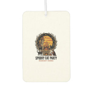 Spooky Cat Party Vintage Engraving Halloween Shirt Car Air Freshener