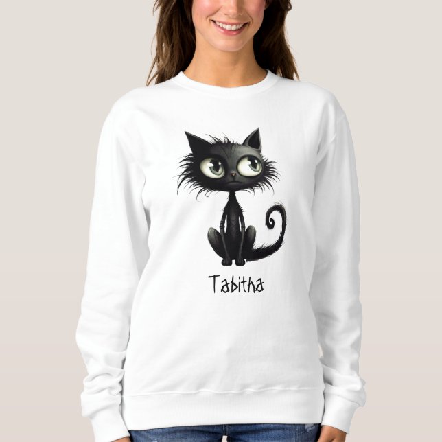 Spooky Cat Personalised Halloween Sweatshirt (Front)