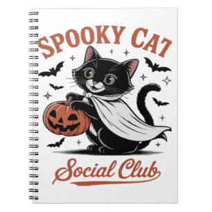 Spooky Cat Social Club PNG - Cute Kitten Classic T Notebook