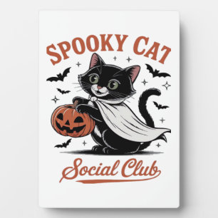 Spooky Cat Social Club PNG - Cute Kitten Classic T Plaque