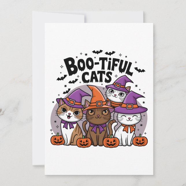 Spooky Cats and Pumpkins Invitation (Front)