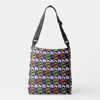 Spooky Cats Halloween Chequered Crossbody Bag