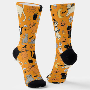 Spooky Cats Halloween Pattern Socks