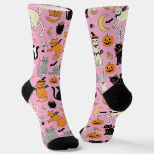 Spooky Cats Halloween Pattern Socks