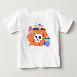 Spooky Cauldron Ghost Candle Halloween Art Design Baby T-Shirt