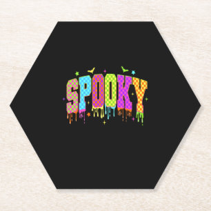 Spooky Checkered Halloween Paper Coaster