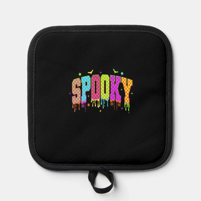 Spooky Checkered Halloween Pot Holder (Front)