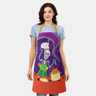 Spooky Chef Cooking a Pumpkin Apron