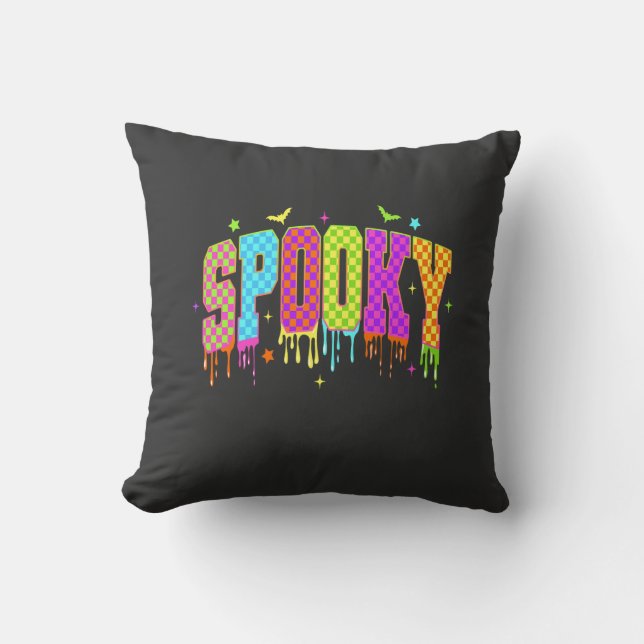 Spooky Chequered Halloween Cushion (Front)