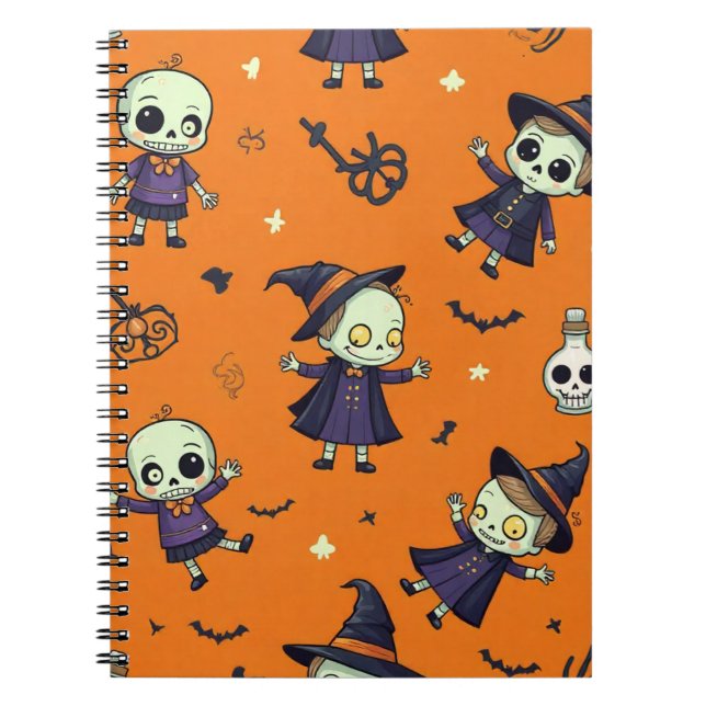Spooky Chic Halloween Pillow - Frightfully Festive Notebook (Front)