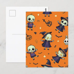Spooky Chic Halloween Pillow - Frightfully Festive Postcard