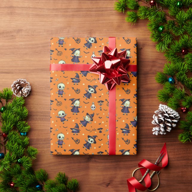 Spooky Chic Halloween Pillow - Frightfully Festive Wrapping Paper (Holiday Gift)