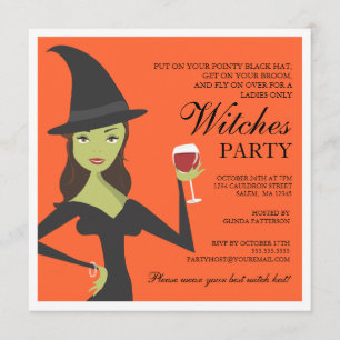 Spooky Chic Witch Party Halloween Invitation