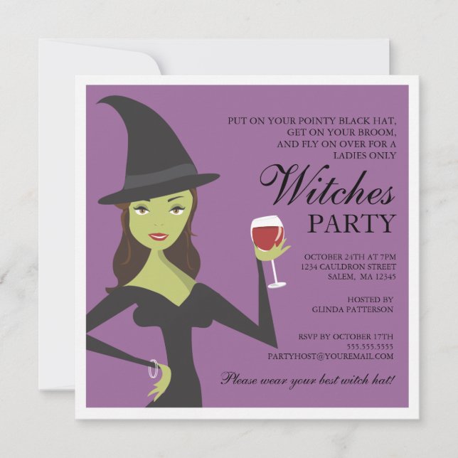 Spooky Chic Witch Party Halloween Invitation (Front)