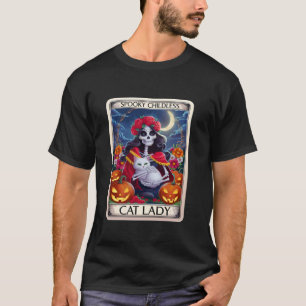 Spooky Childless Cat Lady Tarot Card Halloween Sku T-Shirt
