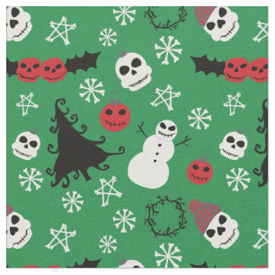 Spooky Christmas Creepy Goth Themed Holiday Fabric