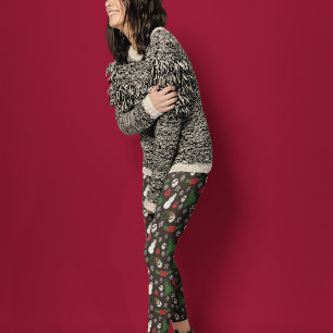 Spooky Christmas Creepy Goth Themed Holiday Leggings