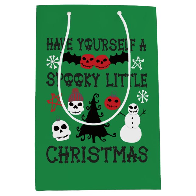 Spooky Christmas Creepy Goth Themed Holiday Medium Gift Bag (Front)