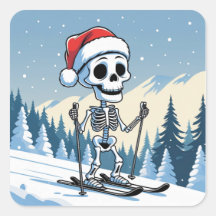 Spooky Christmas Skeleton on Skis
