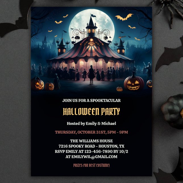 Spooky Circus Halloween Carnival Theme Party Invitation (Spooky Circus Halloween Carnival Theme Party Invitation)