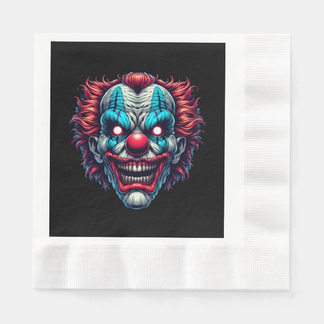 Spooky Clown Face Halloween Party Napkin (Front)