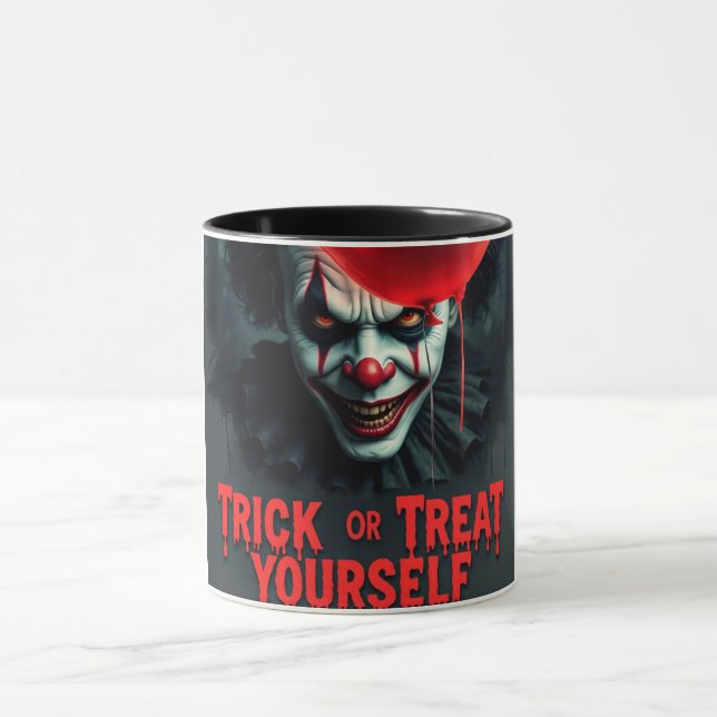 Spooky Clown Trick-or-Treat Halloween Mug (Center)
