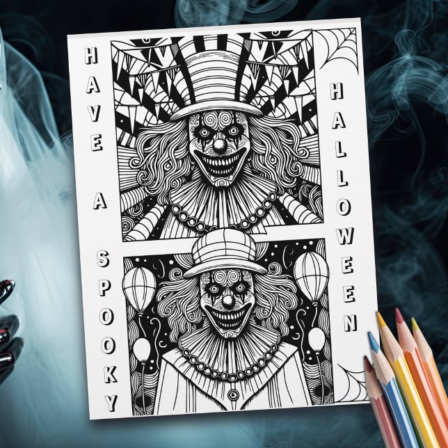 Spooky Clowns Halloween Colouring Page (Creator Uploaded)