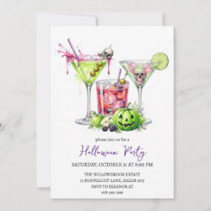Spooky cocktail party halloween invitation