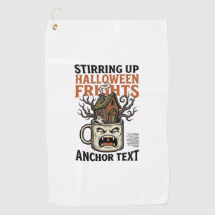 Spooky Coffee Halloween Haunted Mug Graphic Shirt_ Golf Towel