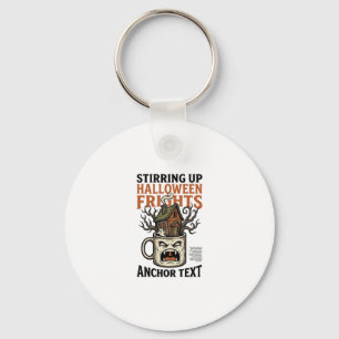 Spooky Coffee Halloween Haunted Mug Graphic Shirt_ Key Ring